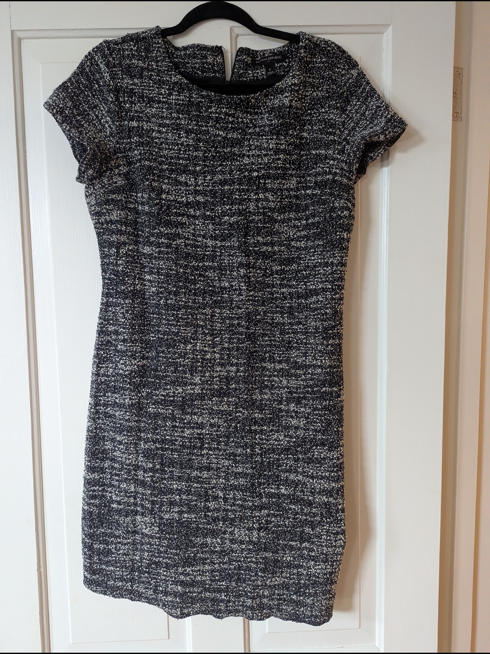 Classic Black and White Tweed Shift Dress - Women's